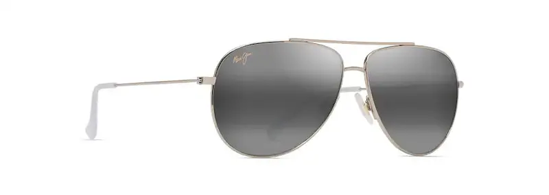 Maui Jim Hauoli Sunglasses – Grey Frame With Light Gold Accents And Crystal Lenses – Bhi 1