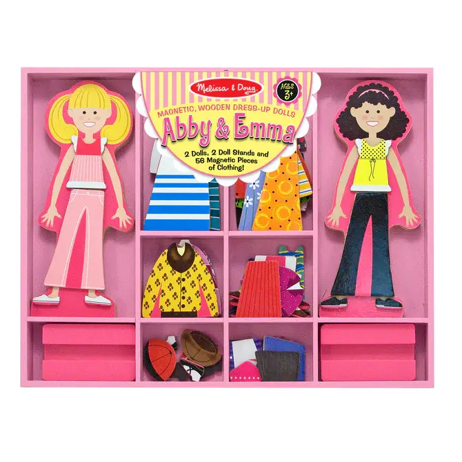 Melissa & Doug Abby And Emma Magnetic Wooden Dress-Up Dolls Set 1