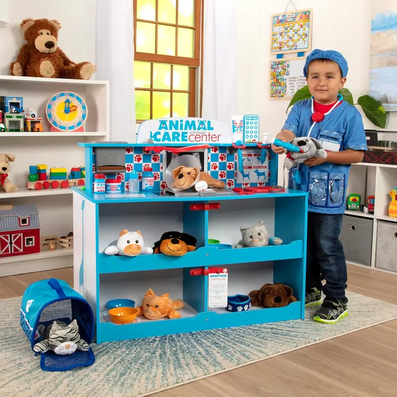 Melissa & Doug Animal Care Vet Play Center – Wooden Activity Station 1