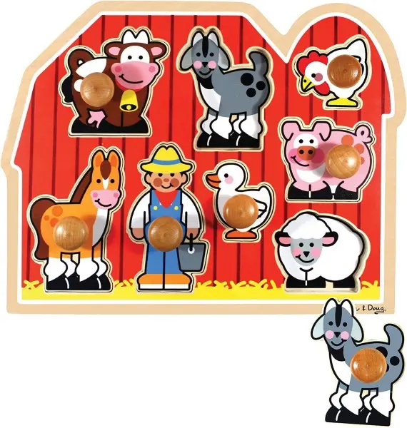 Melissa & Doug Farm Friends Wooden Peg Puzzle (Large) 1