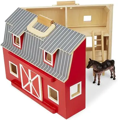 Melissa & Doug Fold And Go Barn – Portable Farm Animal Playset 1