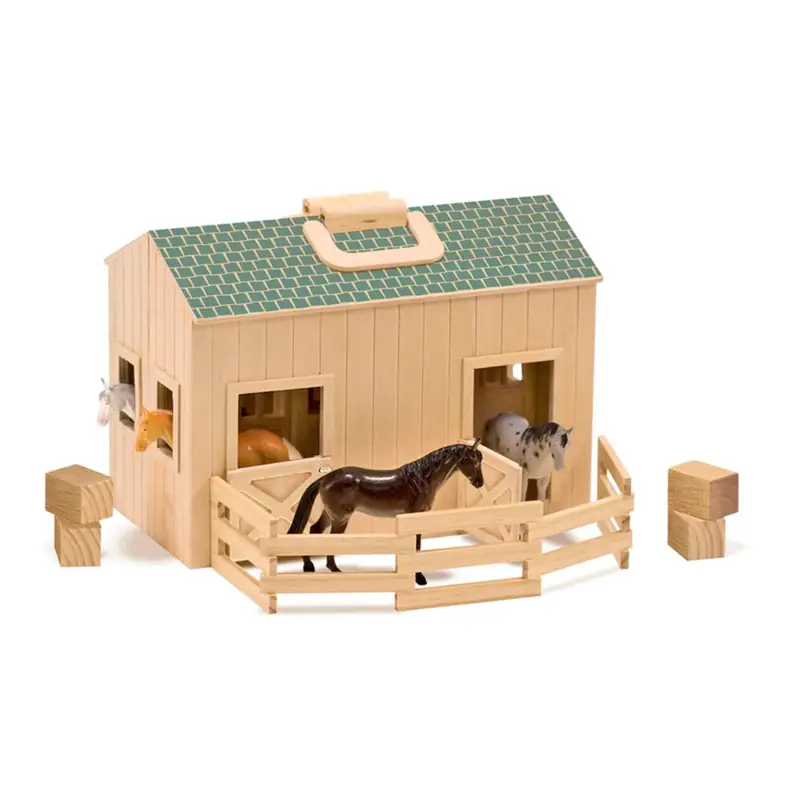 Melissa & Doug Fold & Go Stable – Portable Wooden Animal Playset With Carry Case 1