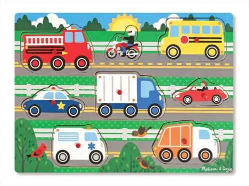 Melissa & Doug Vehicles Wooden Peg Puzzle – 8-Piece Early Learning Toy 1