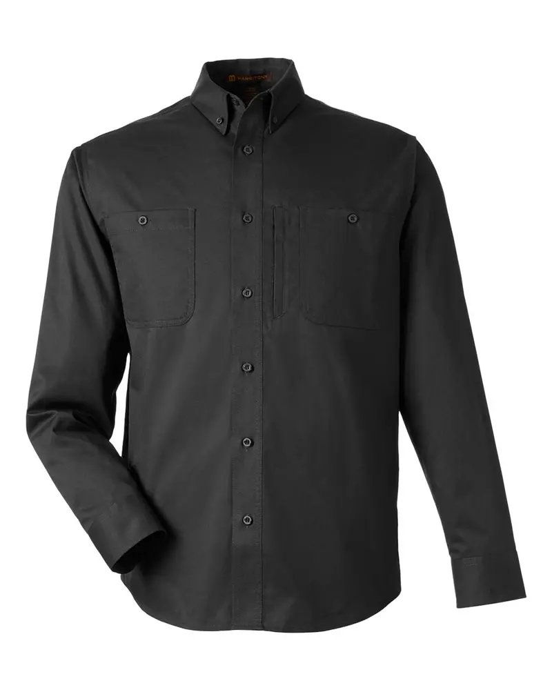 Men'S Harriton Advantage Il Long-Sleeve Work Shirt – Breathable & Reinforced 1
