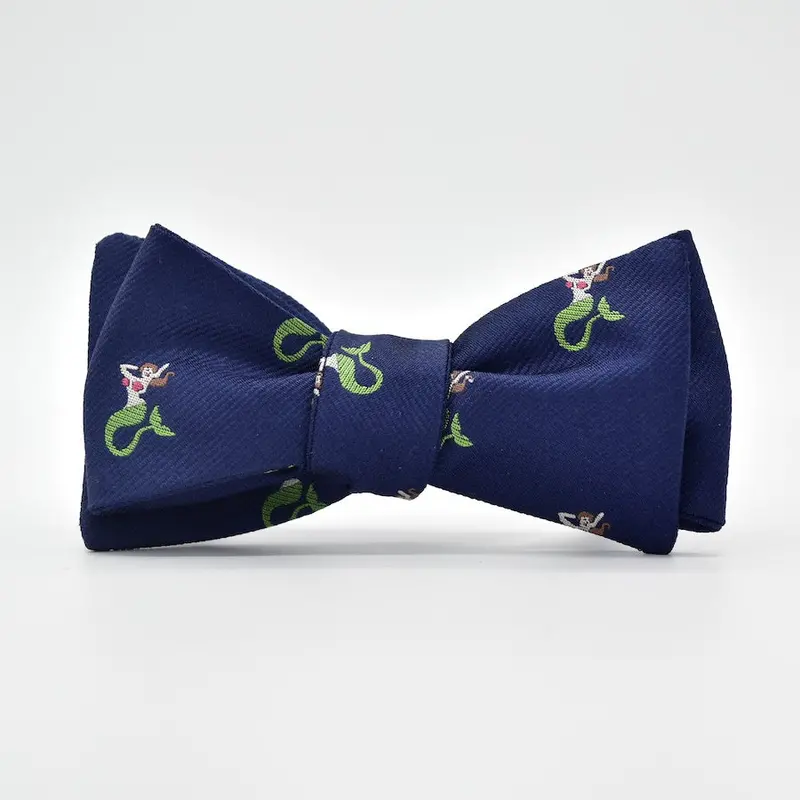 Mermaid Illustration Bow Tie – Navy 1