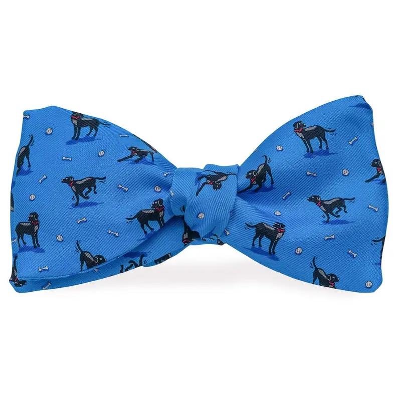 Mid-Blue Black Lab Heaven Bow Tie 1