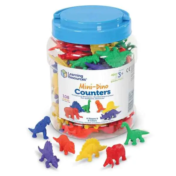 Mini Dino Counters – 108-Piece Prehistoric Animal Learning Tokens 1