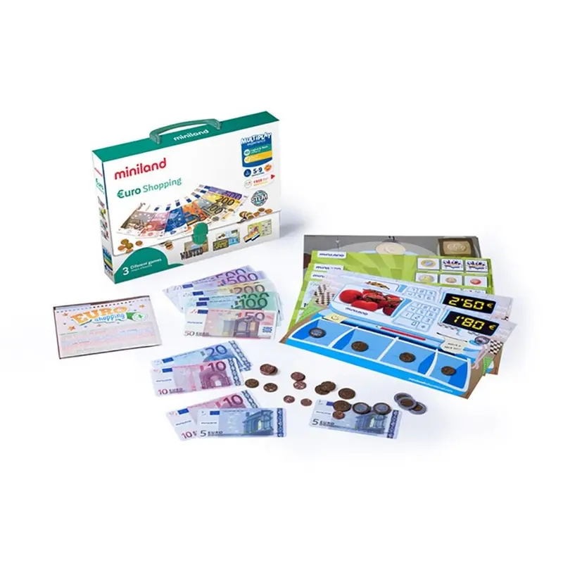 Miniland Euro Money Play Set – Realistic Coin & Note Shopping Game 1