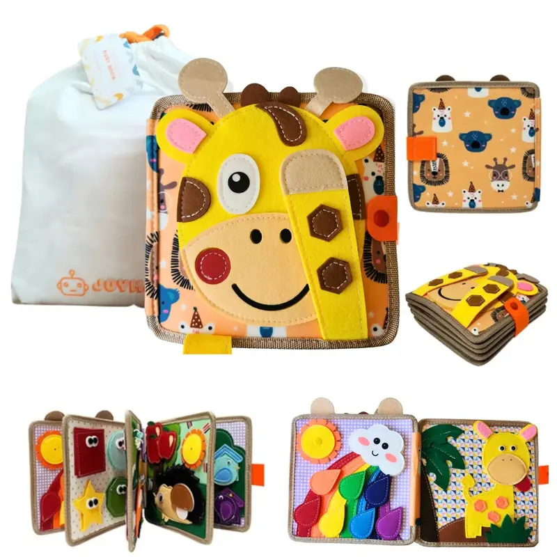 Montessori-Inspired Felt Busy Book – Giraffe-Themed Toddler Activity 1
