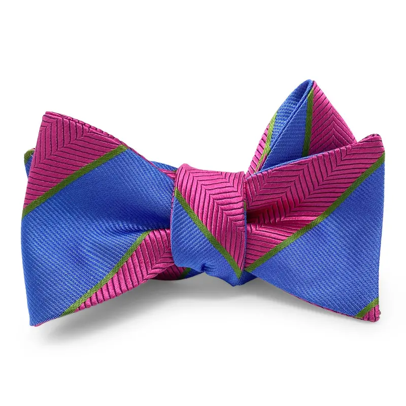 Montgomery Chevron Hair Bow In Midnight Blue 1