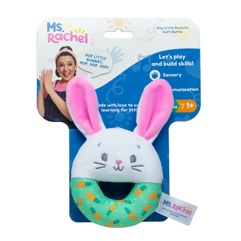 Ms. Rachel Hop Little Bunnies Soft Baby Rattle 1