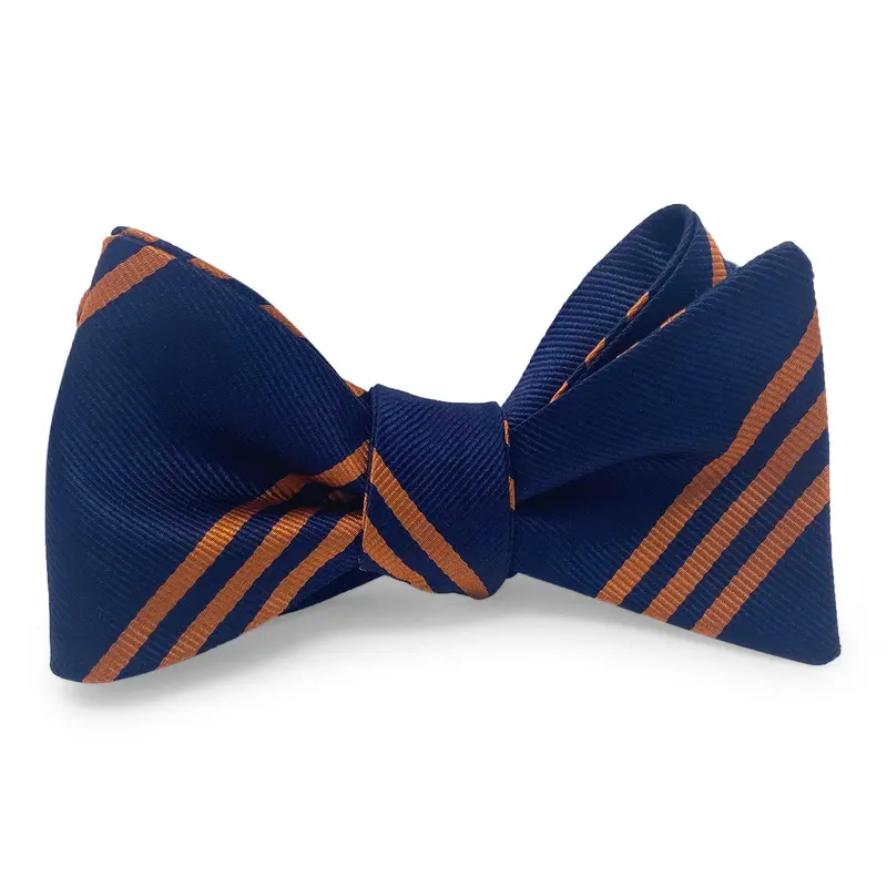 Navy And Orange Collegiate Stripe Hair Bow 1