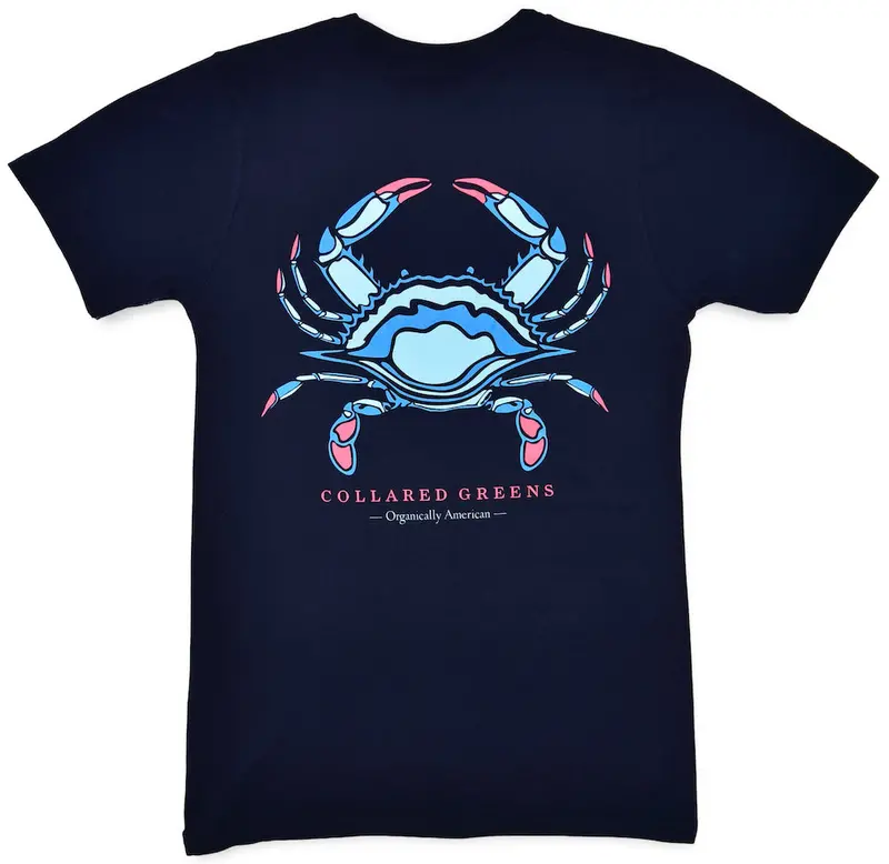 Navy Blue Crab Short Sleeve T-Shirt 1