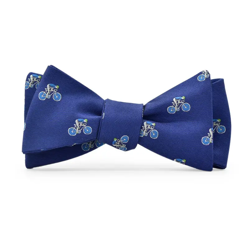 Navy Bow Tie Featuring Bicyclist Design 1