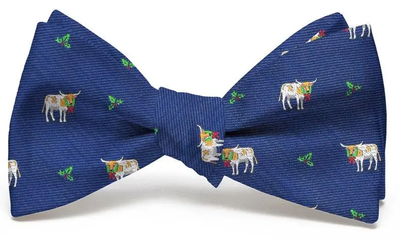 Navy Christmas Cattle Bow Tie 1