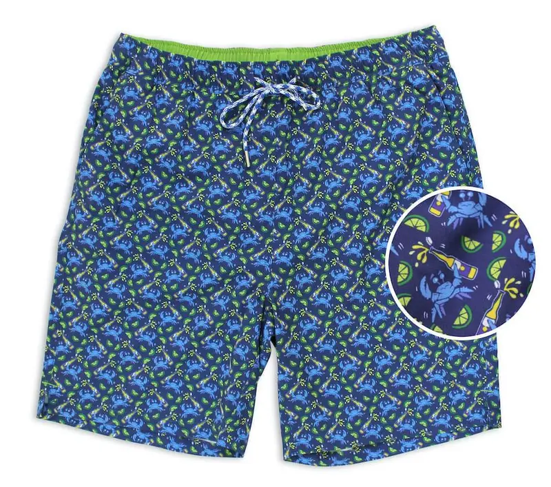 Navy Drunken Crab Swim Trunks 1
