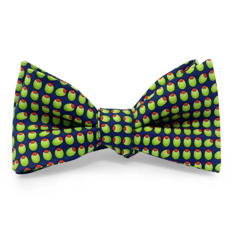 Navy Olive Print Hair Bow 1