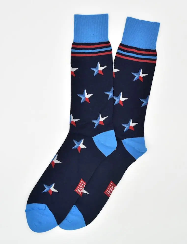 Navy Stars Over Texas Socks – Patriotic Lone Star State Design 1