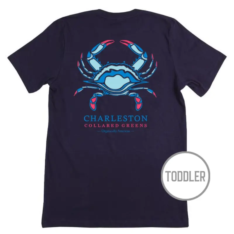 Navy Toddler Tee Celebrating Charleston Blue Crab 1