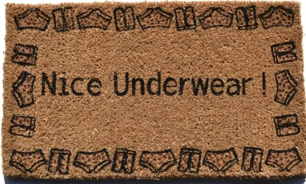 Nice Underwear – Playful Handwoven Coconut Doormat 1