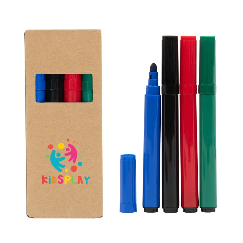 Non-Toxic Washable Markers – 4 Bright Colors, Ventilated Caps, Classroom-Ready 1