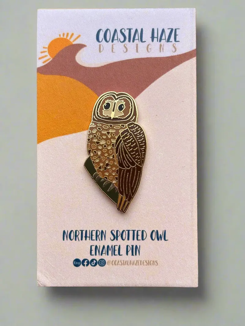 Northern Spotted Owl Enamel Lapel Pin 1