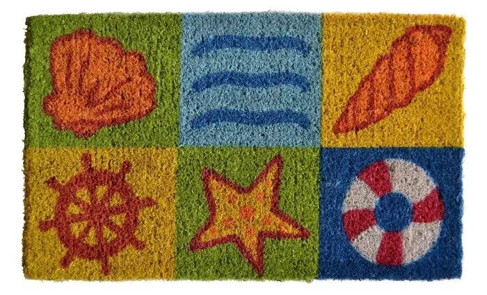 Ocean Life Theme Natural Coconut Fiber Doormat 1
