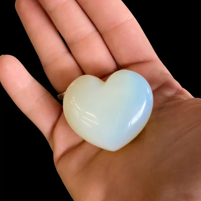 Opalite Heart Palm Stone – Smooth Polished Crystal For Calm 1