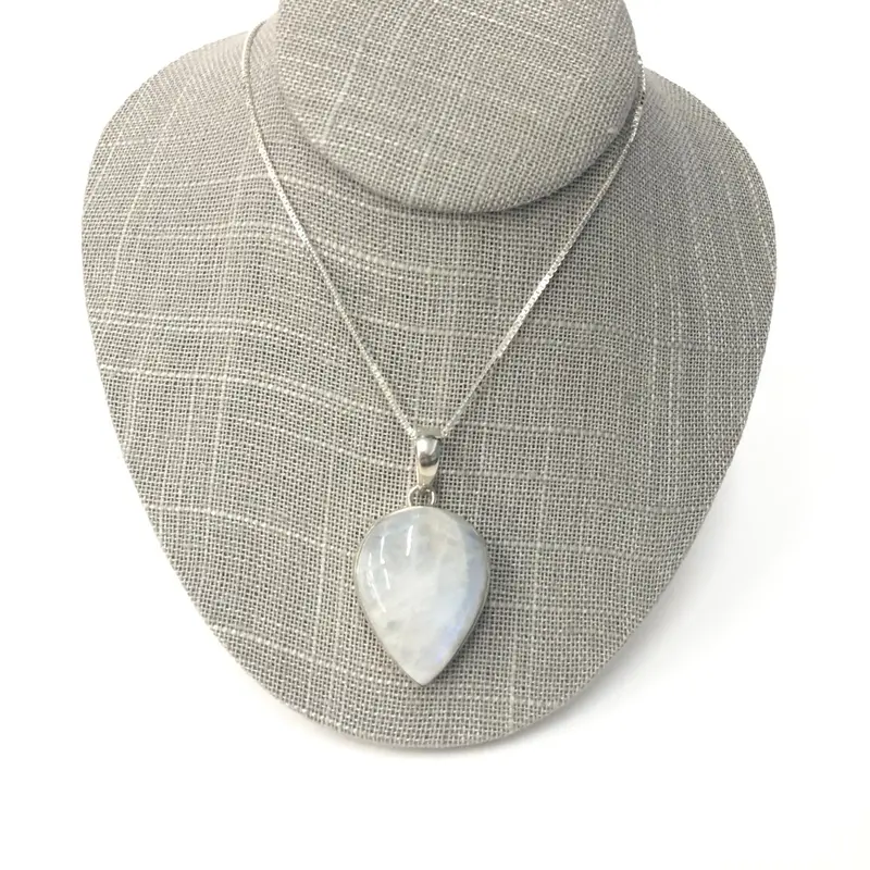 Opalite Pear Cabochon Pendant On Sterling Silver Chain 1