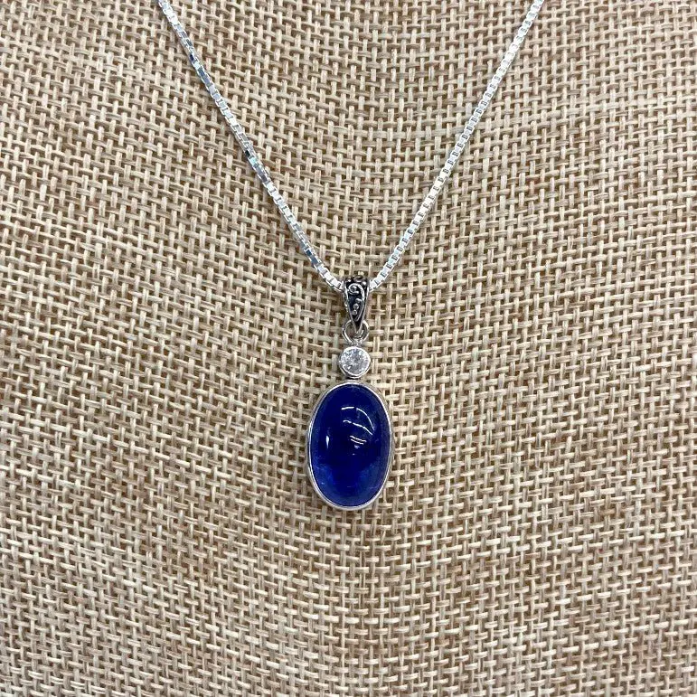Oval Tanzanite Pendant Necklace In Sterling Silver 1