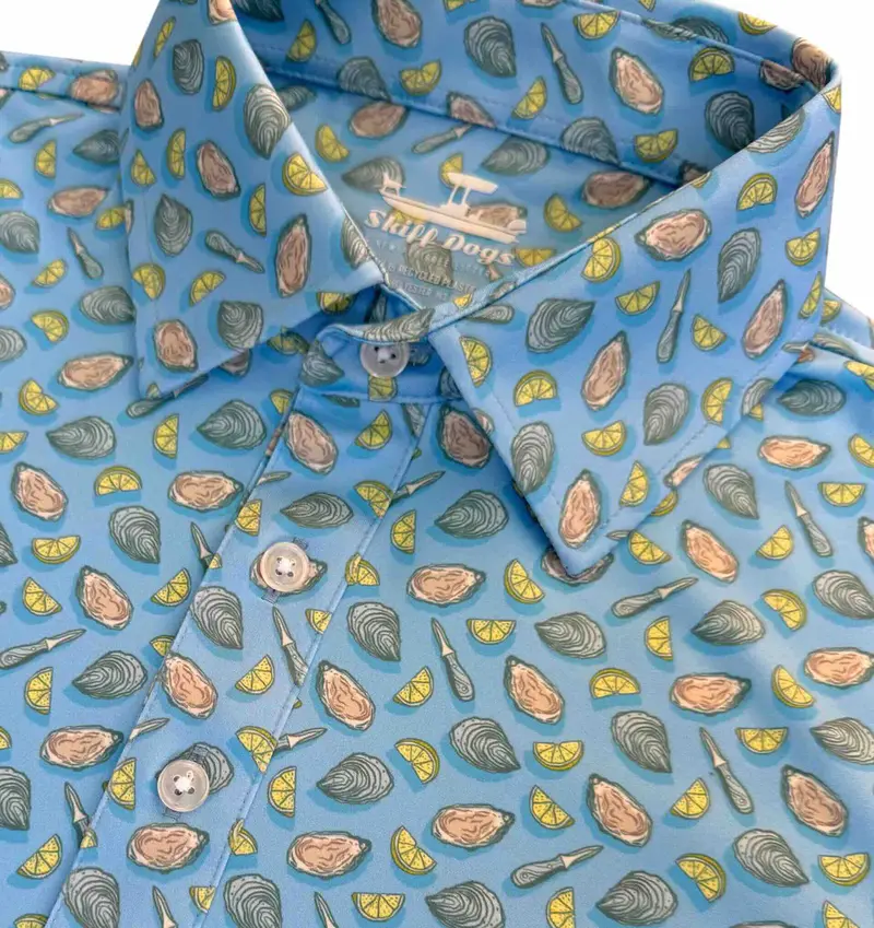 Oyster Affair Upcycled Light Blue Club Polo 1