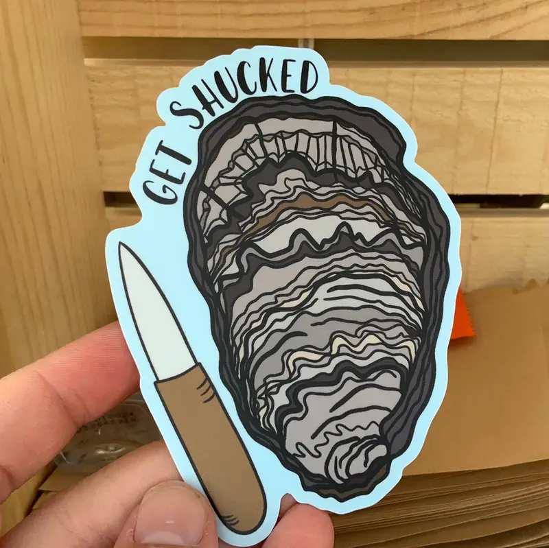 Oyster Themed ‘Get Shucked’ Humor Sticker 1