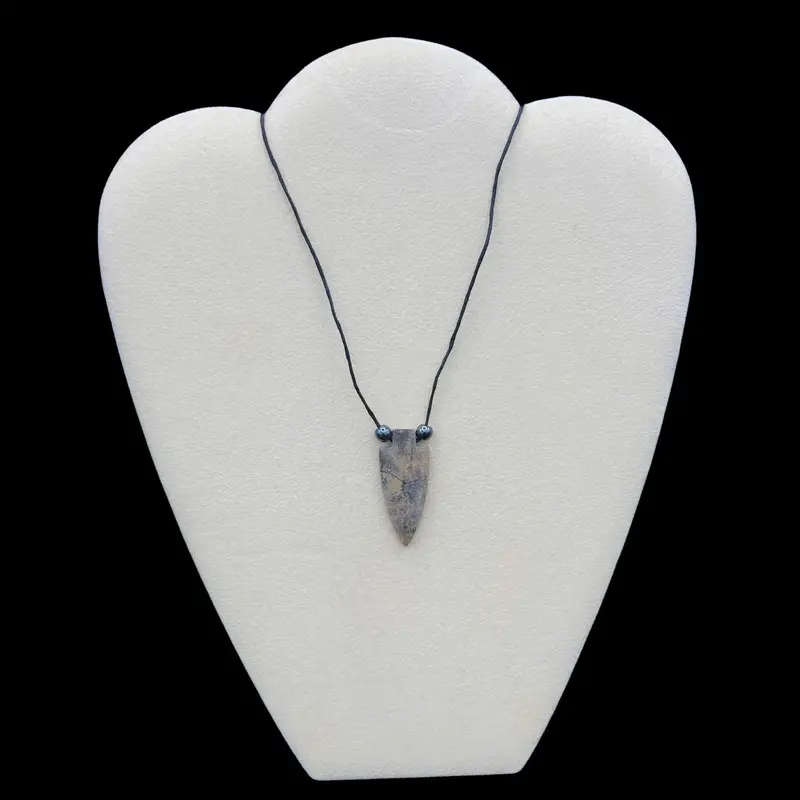 Paintbrush Jasper Arrowhead Pendant On Adjustable Cord Necklace 1