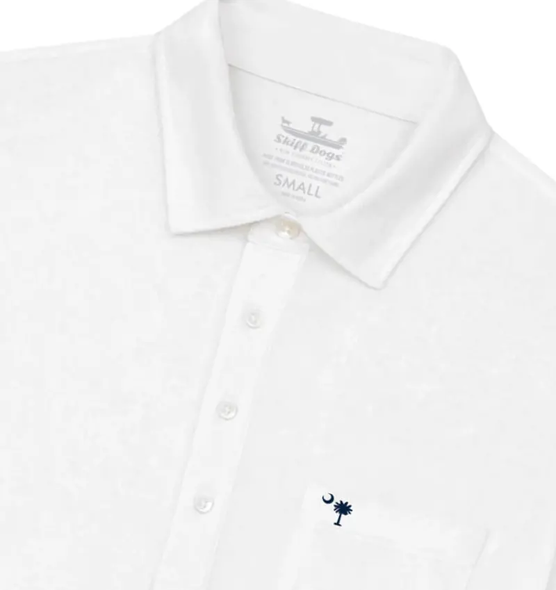 Palmetto Moon White Upcycled Surf Polo 1