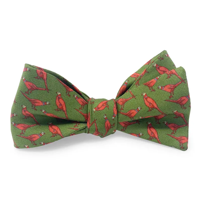 Pheasants Green Bow Tie 1