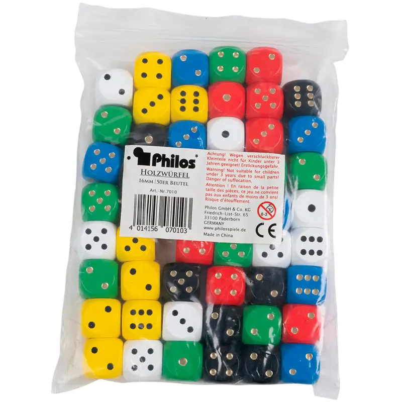 Philos Premium Wooden Dice Set – 16Mm, 50 Pieces 1