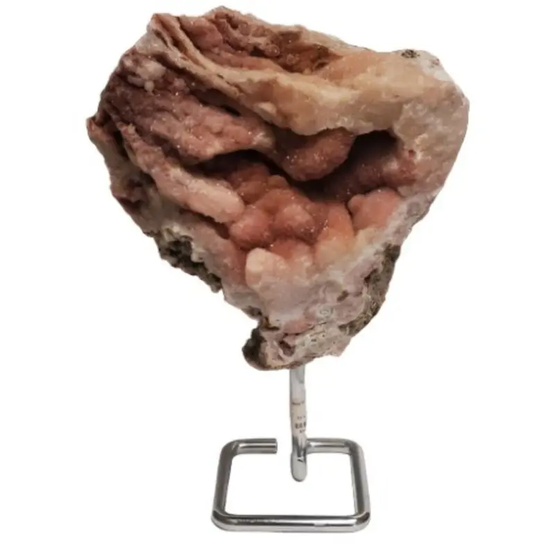 Pink Amethyst Specimen On Elegant Metal Display Stand 1