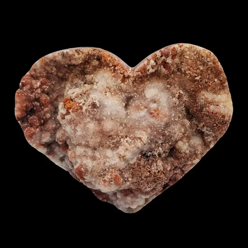 Pink Drusy Quartz Heart Ornament – Smooth Polished Edges 1