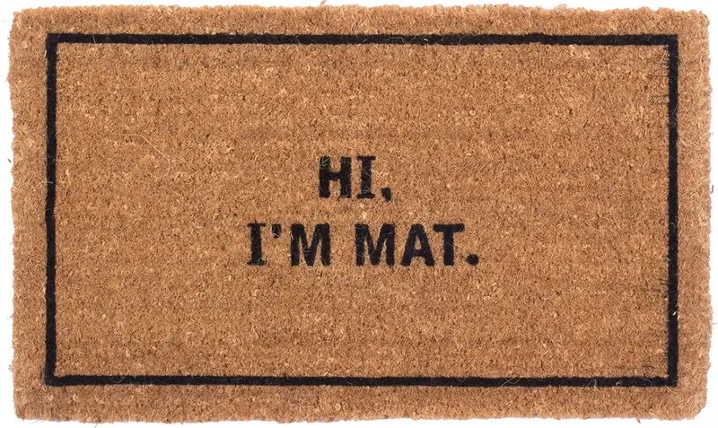 Playful 'Hi I'M Mat' Coconut Fiber Entry Mat 1