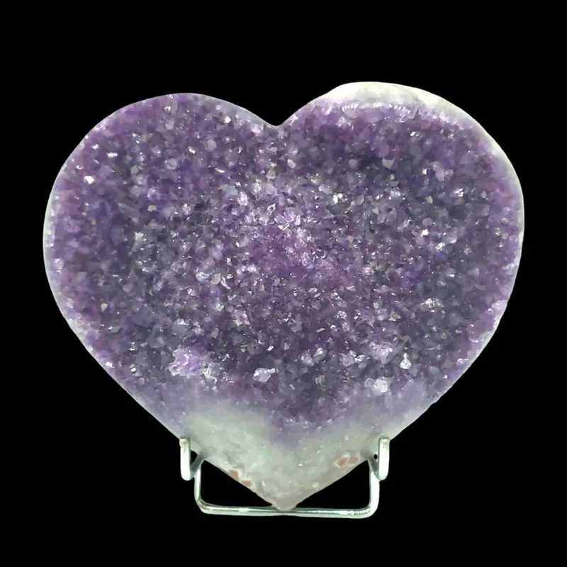 Polished Amethyst Quartz Heart – Carved Crystal Healing Stone 1