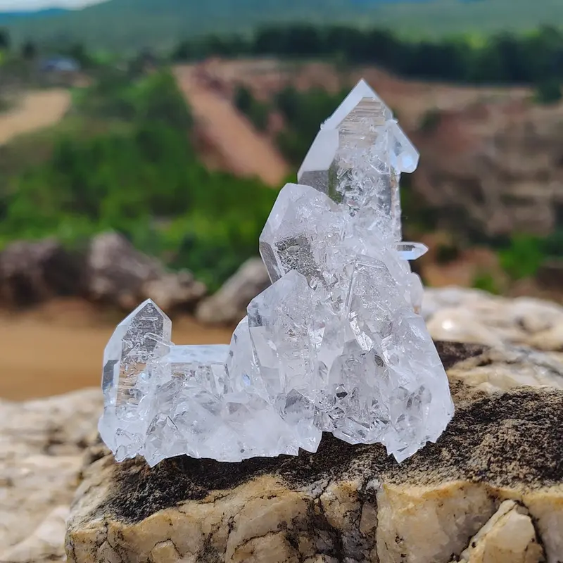 Premium Clear Quartz Cluster With Multiple Terminated Crystals 1