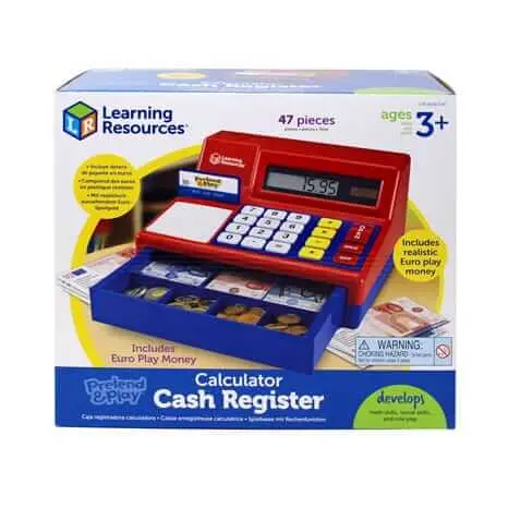 Pretend & Play Calculator Cash Register With Euro Coins And Bills 1