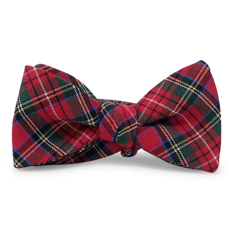 Prince Of Wales Red And Green Bow Tie 1