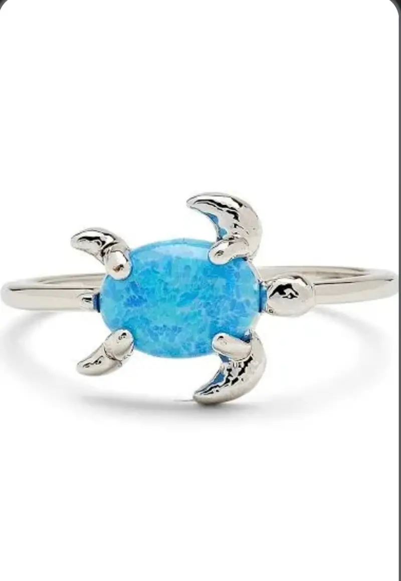 Pura Vida Opal Sea Turtle Ring – Ocean-Themed Statement Ring 1