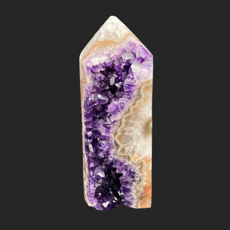 Purple Amethyst Druzy And Agate Geode Tower Display Piece 1