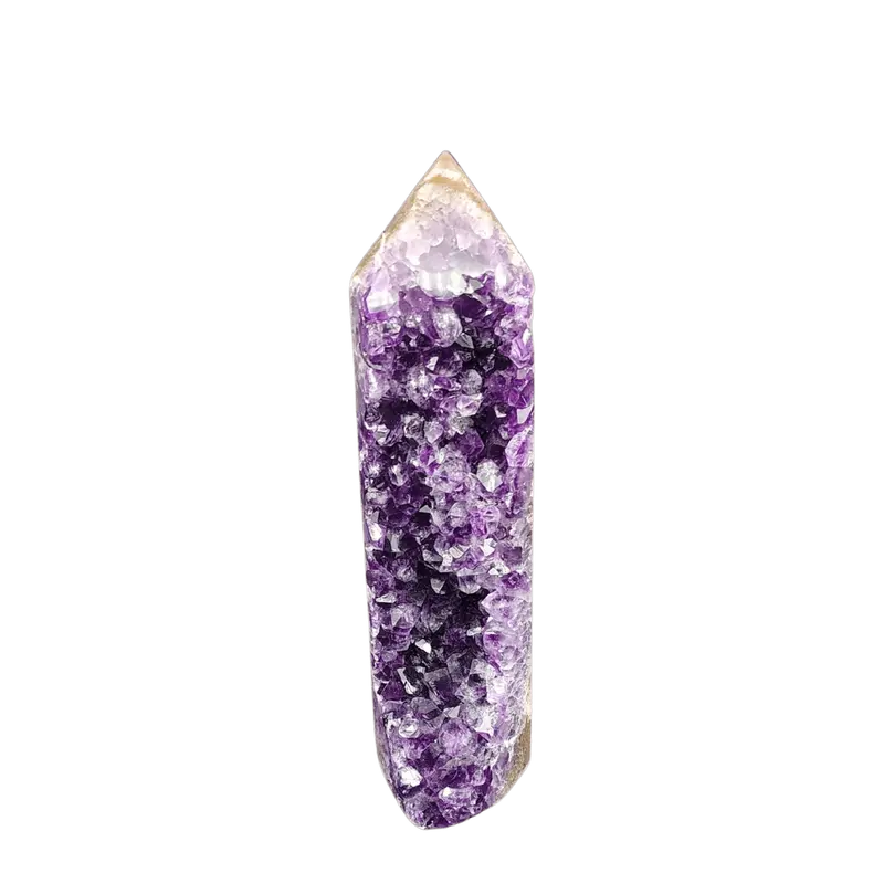 Purple Amethyst Druzy And Banded Agate Geode Tower Specimen 1