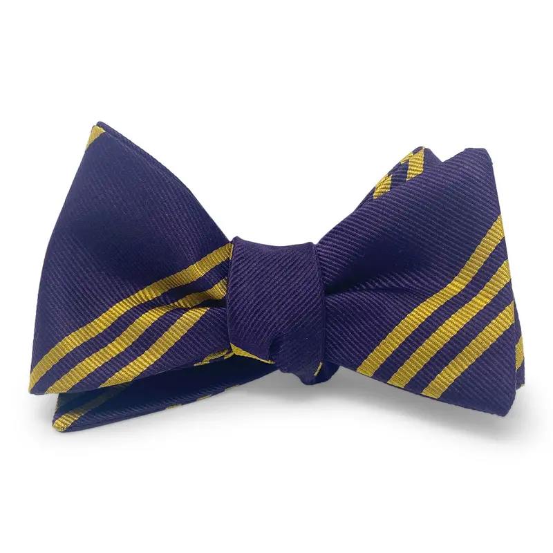 Purple And Gold College Stripes Hair Bow 1