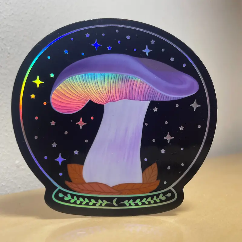 Purple Blewit Mushroom Holographic Vinyl Sticker 1