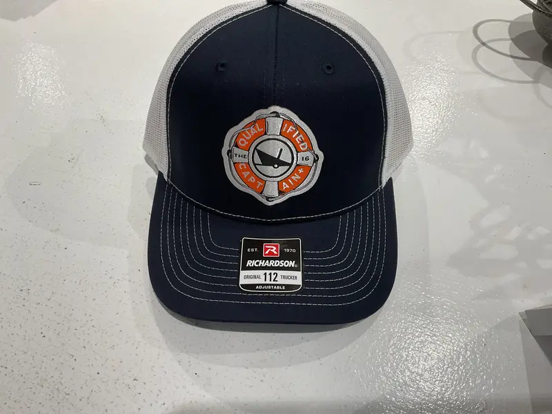 Qualified Captain Life Ring Embroidered Trucker Hat 1