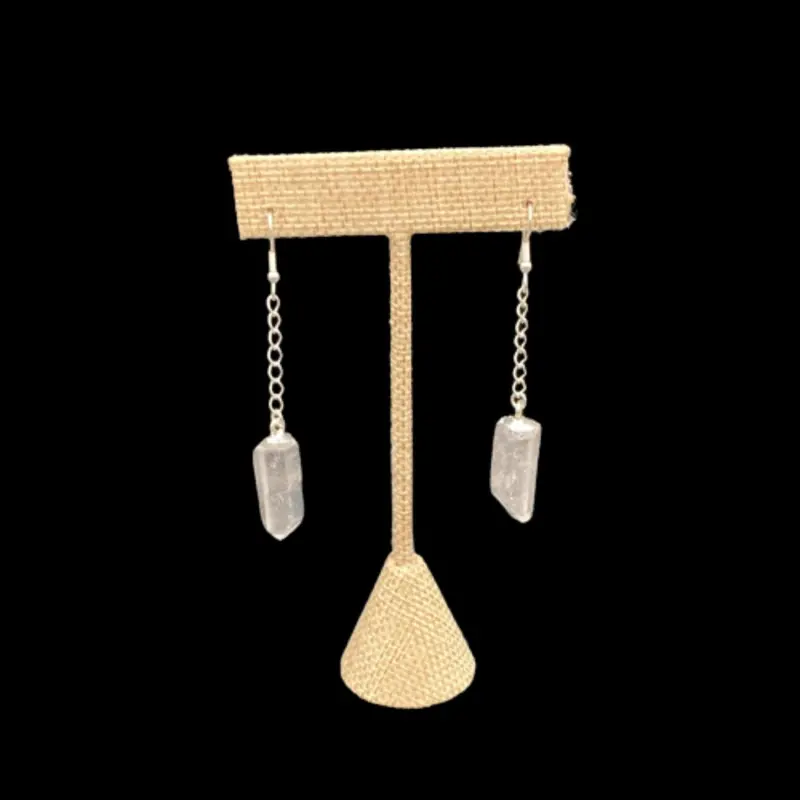 Quartz Crystal Dangle Earrings With Sterling Silver Hooks 1